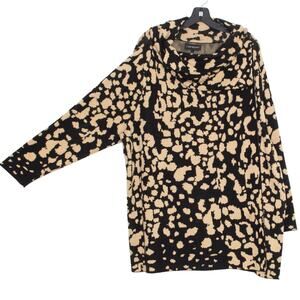 Lane Bryant Womens Tunic Sweater Wrap Cowl Long Sleeve Black Tan Plus 22/24 EM